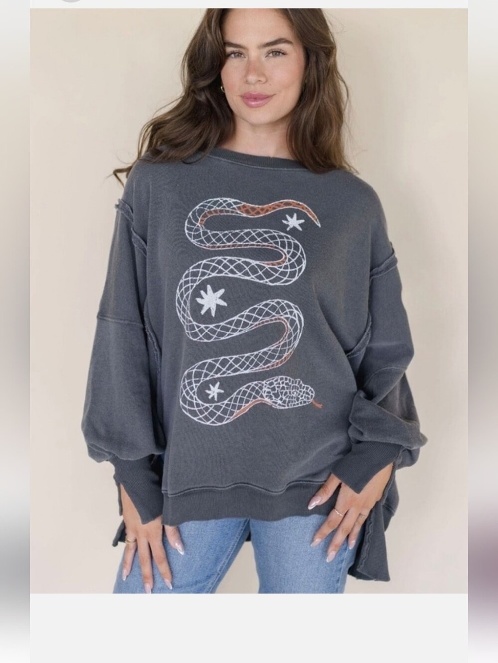 NWT Free People Camden Snake Print Sweater- Size Small